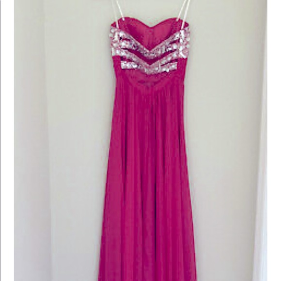 Blondie Nites strapless Pink flowy Gown - Picture 2 of 15